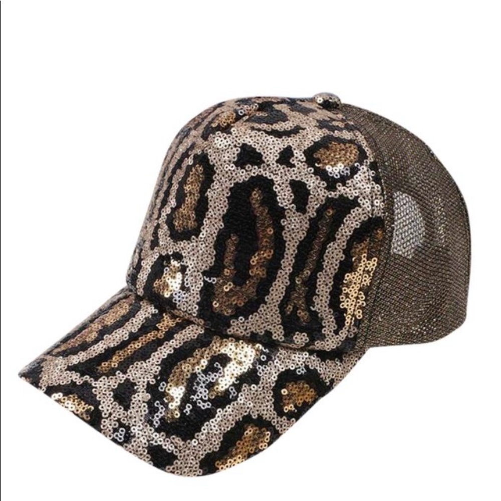 Must Have Diva Sequin Shiny Leopard Print Cap - image 1